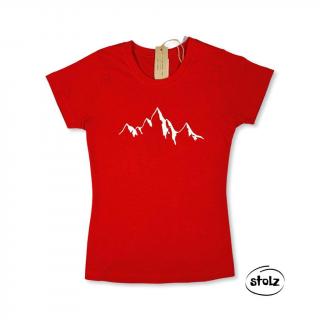Tričko HORY 01 (dámske / dievčenské červené tričko s bielou potlačou)