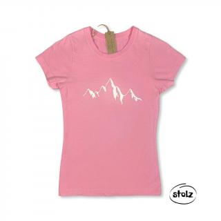 Tričko HORY 02 (dámske / dievčenské ružové tričko s bielou potlačou)
