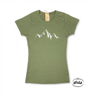 Tričko HORY 03 (dámske / dievčenské tričko vo farbe khaki s bielou potlačou)