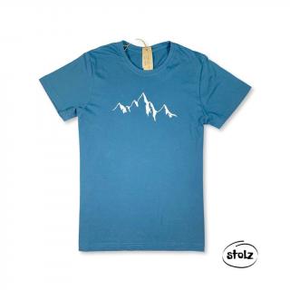 Tričko HORY 05 (pánske tričko oceľovo modrej farby s bielou potlačou)