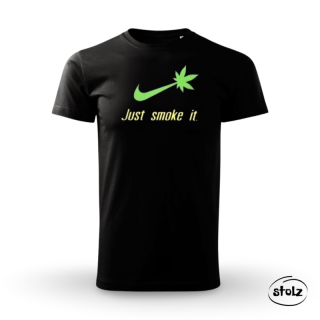 Tričko JUST SMOKE IT (pánske / dámske čierne tričko so žltou a zelenou potlačou)