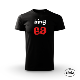 Tričko KING 69 black (pánske čierne tričko s bielo-červeným nápisom)