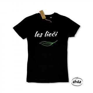 Tričko LES LIEČI (dámske / pánske čierne tričko s bielou a zelenou potlačou)