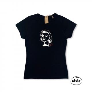 Tričko MARILYN (dámske tričko čiernej farby s glittrovou potlačou)