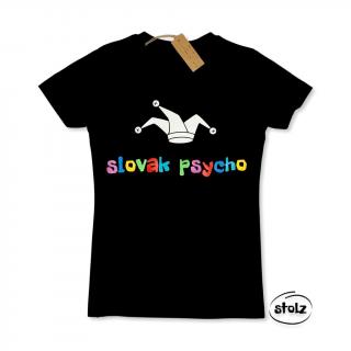 Tričko SLOVAK PSYCHO (pánske / dámske čierne tričko s farebnou potlačou)
