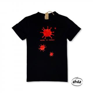 Tričko WUHAN (pánske / dámske čierne tričko s červenou potlačou)
