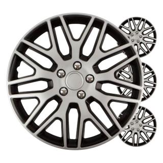 Puklice na kolesá 4ks sada Dakar čierna a strieborná 14  COLOR BOX