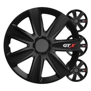 Puklice na kolesá 4ks sada GTX čierna carbon 16  COLOR BOX