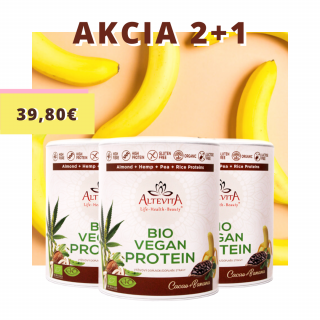 2 + 1 zadarmo Altevita BIO Vegan proteín Cacao + banán 300g