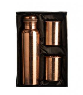 Ayur Water Súprava gravírovanej medenej fľaše 950 ml a 2 pohárov 300 ml, 1ks
