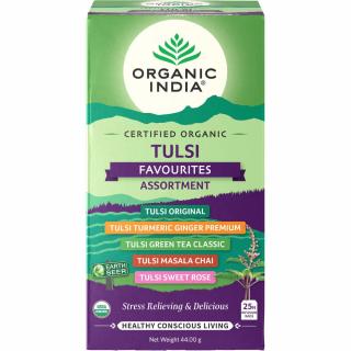 Organic India Favourites Assortment, porciovaný čaj, 25 vreciek