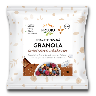 PROBIO Müsli chrumkavé - granola fermentovaná čokoládová s kokosom BIO 50 g