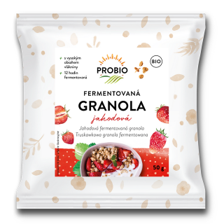PROBIO Müsli chrumkavé - granola fermentovaná jahodová  BIO 50 g