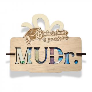 Darček k promóciám - MUDr. (Drevená obálka na peniaze)