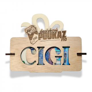Darčekový poukaz na Cigi (Drevená obálka na peniaze)