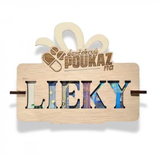 Darčekový poukaz na Lieky (Drevená obálka na peniaze)