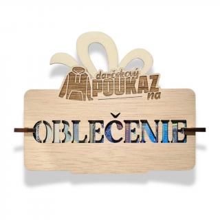 Darčekový poukaz na Oblečenie (Drevená obálka na peniaze)