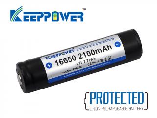KeepPower  P1665C 16650 - 2100 mAh, Button Top, 3.7V, s ochranou, 6A