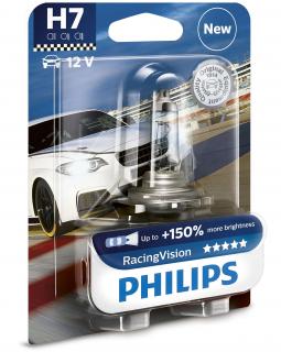 1ks Najsilnejšia H7 žiarovka PHILIPS RacingVision +150% 12V 55W 12972RVB1 (1ks Závodná Legálna H7 autožiarovka PHILIPS Racing Vision 12V 55W PX26d +150% (12972RVB1))