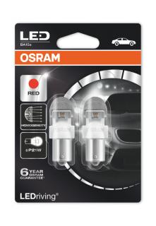 Auto-žiarovka P21W LED Červená 12V Osram LEDriving Premium - Set (Auto žiarovka P21W BA15s LED Červená 12V Osram LEDriving Premium 7556R-02B - Set 2ks)