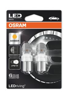 Auto-žiarovka P21W LED Oranžová 12V Osram LEDriving Premium - Set (Auto žiarovka P21W BA15s LED Oranžová 12V Osram LEDriving Premium 7556YE-02B - Set 2ks)