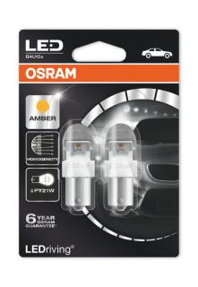 Auto-žiarovka PY21W LED 12V Osram LEDriving Premium Oranžová smerovka - Set (Auto žiarovka P21W BAU15s LED 12V Osram LEDriving Premium 7557YE-02B Oranžová (Amber) do smerovky - Set 2ks)