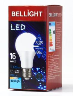 LED E27 120W žiarovka 230V BELLIGHT (spotreba 16W) studená biela 6500K A65 (E27 LED 120W žiarovka na 230V BELLIGHT so spotrebou 16W studená biela 6500K tvar banky A65)
