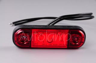 Pozičné svetlo LED WAS W97.1 na 12V-24V zadné červené obrysové homlogizácia E20 (Pozičné LED svetlo WAS Slim W97.1 na 12V - 24V červené zadné obrysové osvetlenie na auto homlogizované E20 ECE)