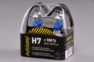 Set 2x H7 žiarovka Autolamp 12V 55W +100% (Set 2ks H7 Autožiarovka 12V 55W PX26d Autolamp o 100% viac svetla)