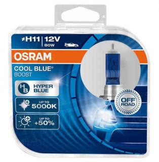 Žiarovka H11 OSRAM CoolBlue Booster 12V 80W HyperBlue Modrá +50% svetla Set 2ks (Žiarovka H11 OSRAM Cool Blue Booster 12V 80W PGJ19-2 Hyper Blue Modrá 5000K +50% viac svetla - Sada 2ks)