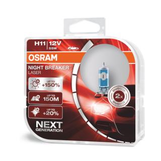 Žiarovka H11 OSRAM Night Breaker LASER Next Generation +150% svetla 12V 55W 2ks (Autožiarovka H11 OSRAM Night Breaker LASER Next Generation +150% viac svetla 12V 55W PGJ19-2 Set 2ks)