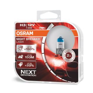 Žiarovka H3 OSRAM Night Breaker LASER Next Generation +150% svetla 12V 55W 2ks (Autožiarovka H3 OSRAM Night Breaker LASER Next Generation +150% viac svetla 12V 55W PK22s Set 2ks)