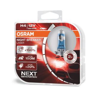 Žiarovka H4 OSRAM Night Breaker LASER Next Generation +150% svetla 12V 6055W 2ks (Autožiarovka H4 OSRAM Night Breaker LASER Next Generation +150% viac svetla 12V 60/55W P43t Set 2ks)