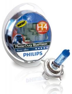 Žiarovka H4 PHILIPS MasterDuty BlueVision 24V 75/70W Set 2ks (Žiarovka H4 PHILIPS Master Duty Blue Vision 24V 75/70W P43t)