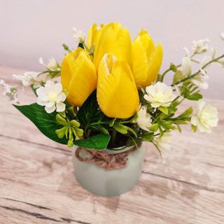 Jarný aranžmán tulipány 17 cm