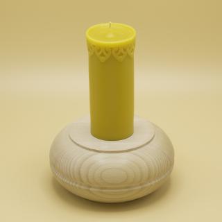 Valec 6x15 zdobený - sviečka zo včelieho vosku