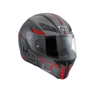 prilba AGV Compact ST SEATTLE MATT BLACK/SILVER/RED (Vyklápačka)