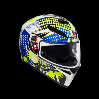 prilba AGV K3 SV POP WHITE/BLUE/LIME (slnečná clona)