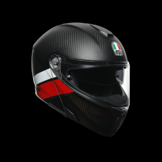 prilba AGV SPORTMODULAR MULTI- LAYER CARBON/RED/WHITE