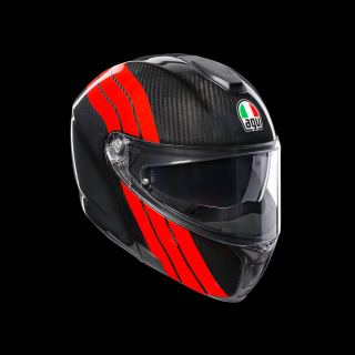 prilba AGV SPORTMODULAR - STRIPES CARBON/RED