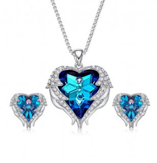 Glory Set náhrdelník a náušnice Angel wings Swarovski elements modrá 138