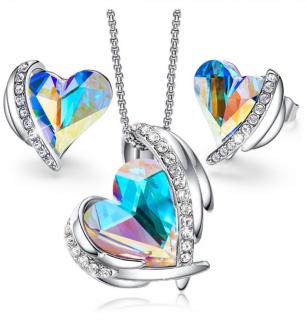 Glory Set Silver Angel Swarovski elements aurora borealis 095