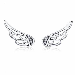 Glory strieborné náušnice Anjelské krídla so zirkónmi S1020