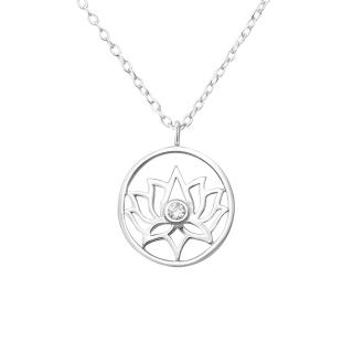Glory strieborný náhrdelník Lotosový kvet so zirkónom S1074