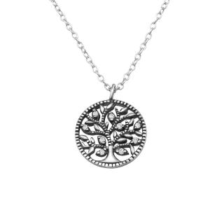 Glory strieborný náhrdelník Strom s bielymi zirkónmi S1058