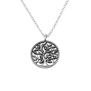 Glory strieborný náhrdelník Strom s čiernymi zirkónmi S1059