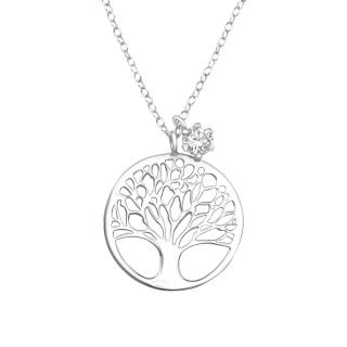Glory strieborný náhrdelník Strom života so zirkónom S1015