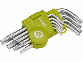 Kľúče Torx s dierkou krátke, 9-dielna sada, T10-50, EXTOL CRAFT