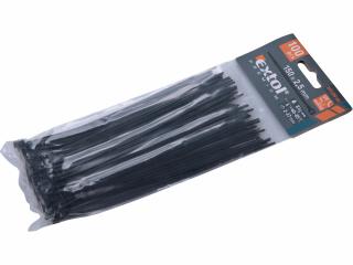 Pásky sťahovacie čierne, 2,5x150mm, 100ks, Ø35mm, 8kg, nylon PA66, EXTOL PREMIUM