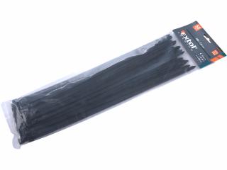 Pásky sťahovacie čierne, 7,6x380mm, 50ks, Ø100mm, 55kg, nylon PA66, EXTOL PREMIUM